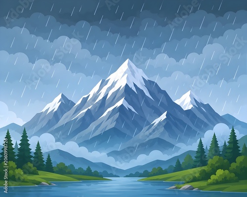 mountain lake and mountains