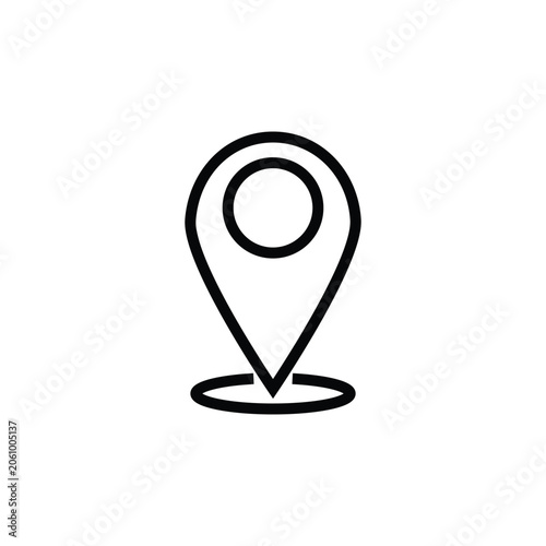 Black Map single pin location sign icon vector illustration, black location pin marker symbol vector