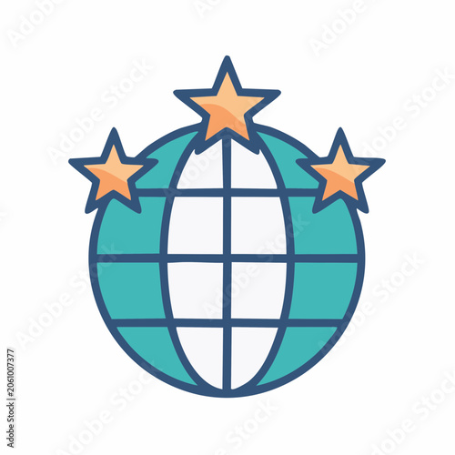 Globe with Stars Icon