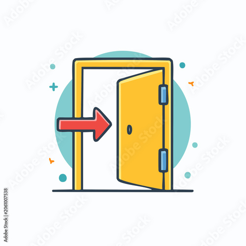 Open Door with Red Arrow Icon