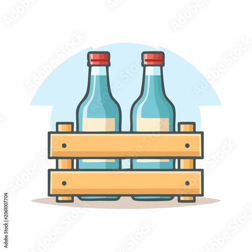 Two Bottles in Wooden Crate