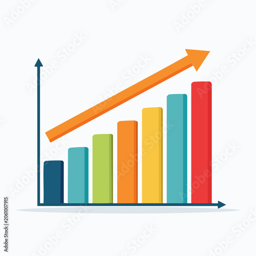 Bar Chart with Upward Trend Arrow