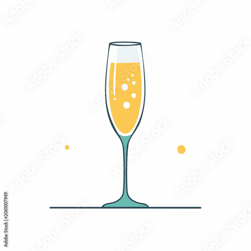 Champagne Flute with Bubbles