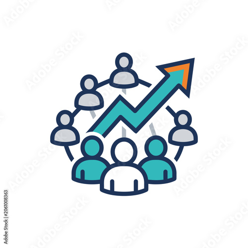 Dynamic team network fostering continuous improvement and significant business advancement, illustrating growth and collective success through effective collaboration