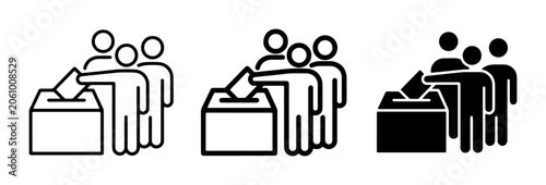Obraz na plátne Voting Icons Set, People Casting Ballots in Ballot Box, Democratic Process, Civi