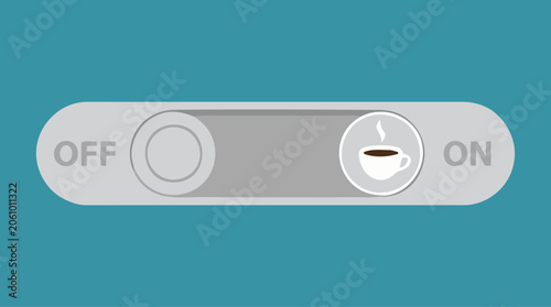 A graphic illustration of a toggle switch with a coffee cup icon in the on position.