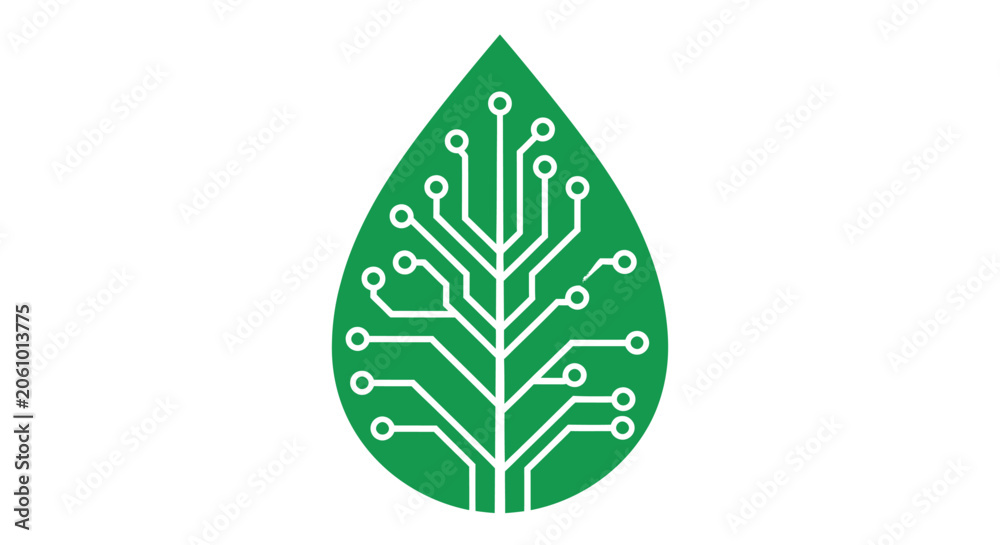Fototapeta premium Green Leaf Circuit Board Vector Illustration