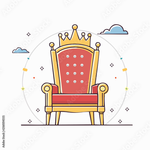Royal Throne with Crown and Clouds