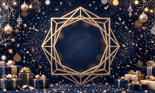 Happy Merry Christmas Day Celebration Background with Festive Decorations and Winter Magic.