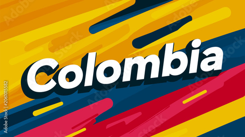 Schilderij op canvas Colombia sign in national flag colors banner. Colombia wallpaper.