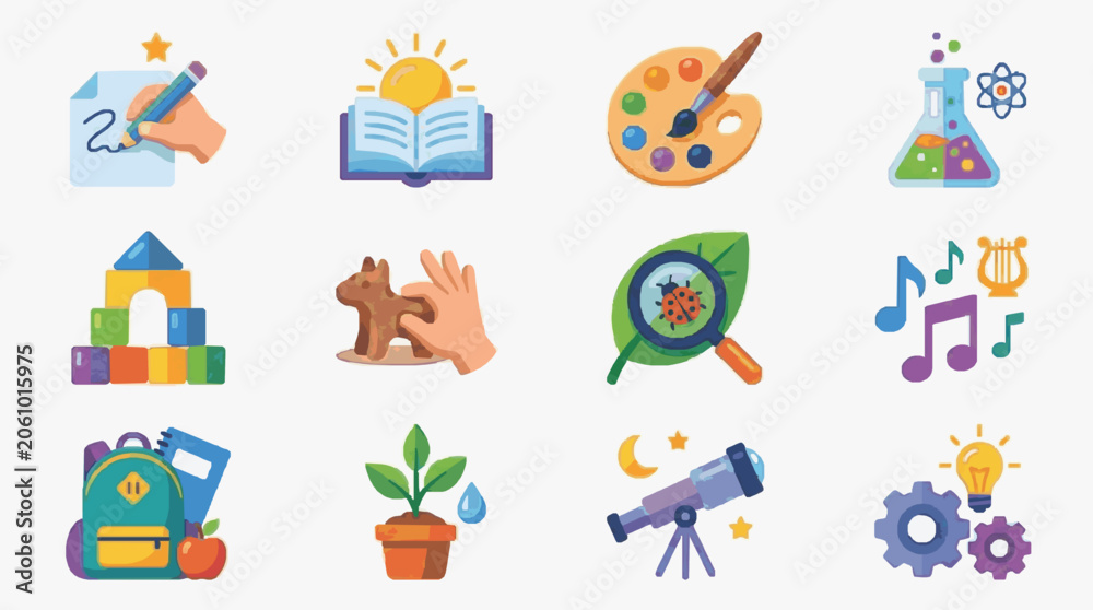 Fototapeta premium Creative Learning and Skill Development Icons.