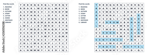 Reading Vocabulary Word Search Puzzle Activity
