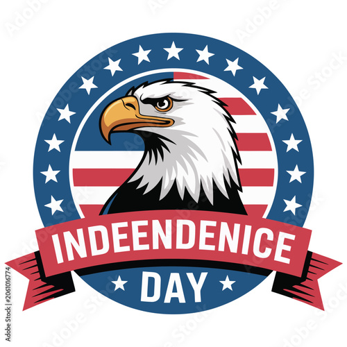Majestic eagle emblem celebrating Independence Day with patriotic stars and stripes