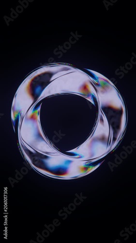 Glass Mobius Ring Infinite Surface Warm Dispersion Vertical Seamless Loop Animation 3D Render