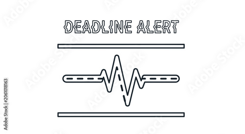 Deadline Alert Icon with Heartbeat Line - Business Urgency Concept