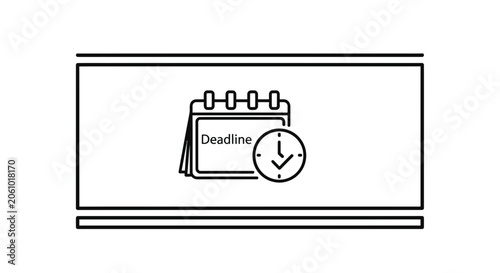 Deadline Calendar Icon with Clock, Time Management Concept