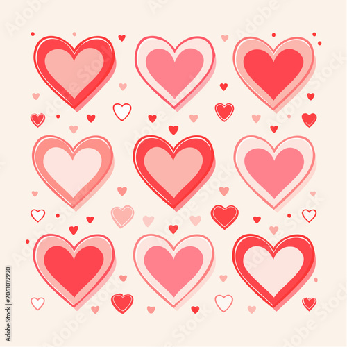 Heart Pattern with Pink and Red Tones
