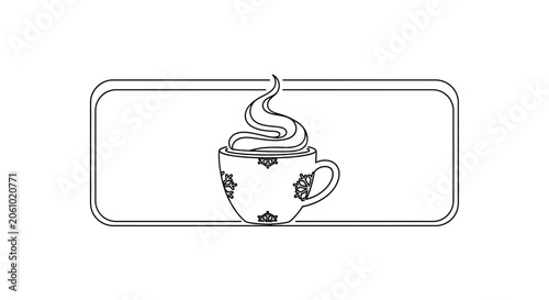 Whimsical Coffee Cup with Swirling Cream and Decorative Pattern