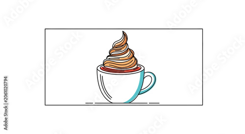 Whimsical Coffee Cup with Swirled Whipped Cream and Chocolate Drizzle