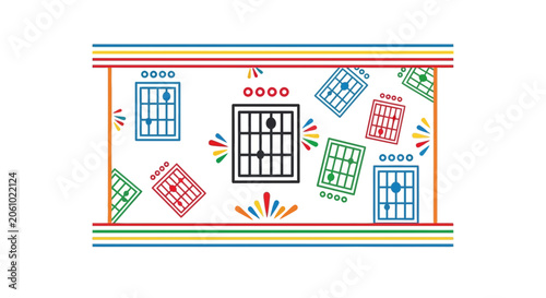 Colorful Guitar Chord Diagrams Pattern on White Background