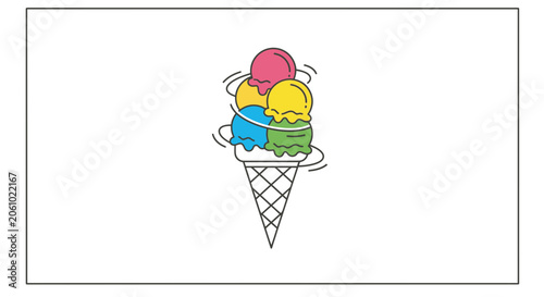 Colorful Ice Cream Cone with Swirling Flavors