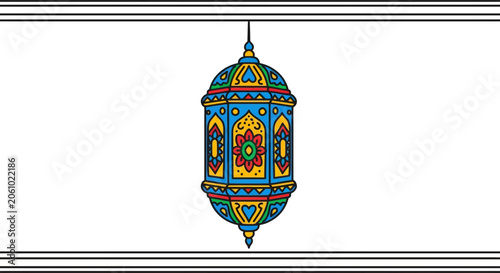 Colorful Islamic Lantern Hanging Ramadan Decoration, Ramadan Kareem Festive Element