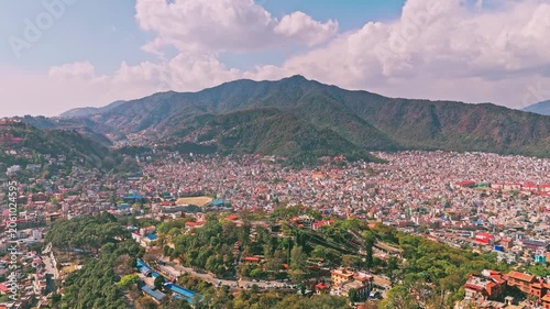 Drone View of Swayambhu Hill's Western Slope and the Shivapuri Mountain Range	