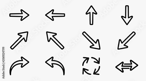 Tableau sur toile Directional Arrow Icons Set.