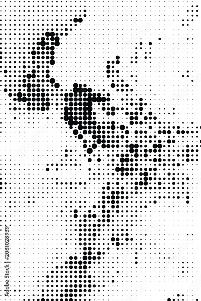 Fototapeta premium Polka dot pop art halftone pattern. Abstract pixel art. 