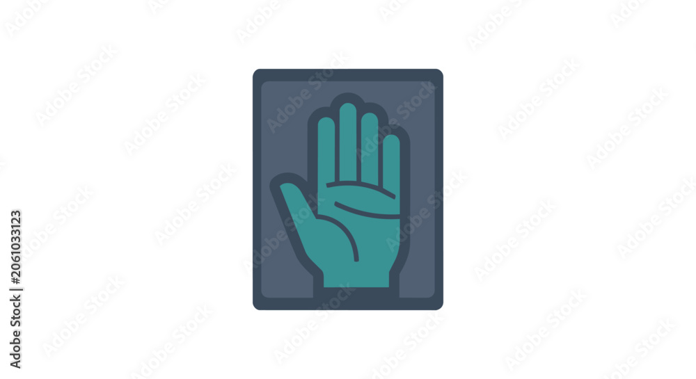 Obraz premium Professional Biometric Hand Scan Identification Icon for Digital Security Systems and Medical X-ray Analysis