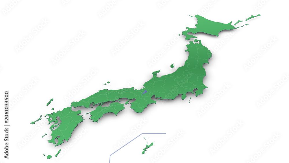 Fototapeta premium 日本地図(背景透過:琵琶湖あり)