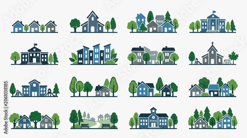 Fotografie Diverse Residential House Illustrations Collection.