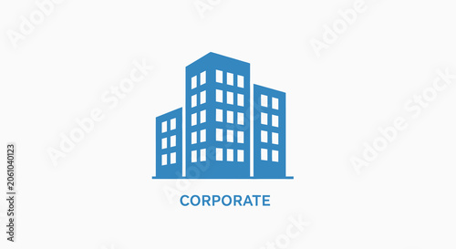 Bild auf Leinwand Blue vector illustration of a multi story building with rectangular windows