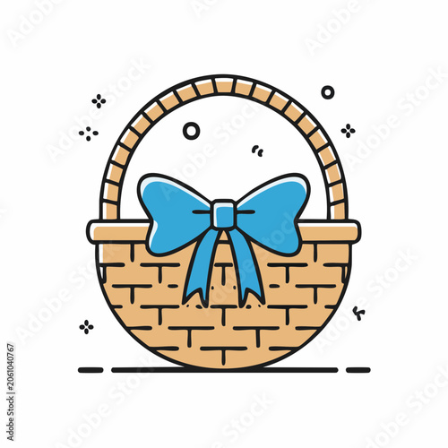 Woven Basket with Blue Bow Icon