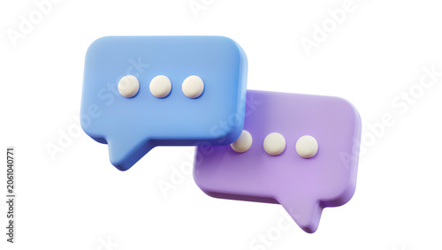 Obraz na plátně Two 3D speech bubbles blue and purple, with dots