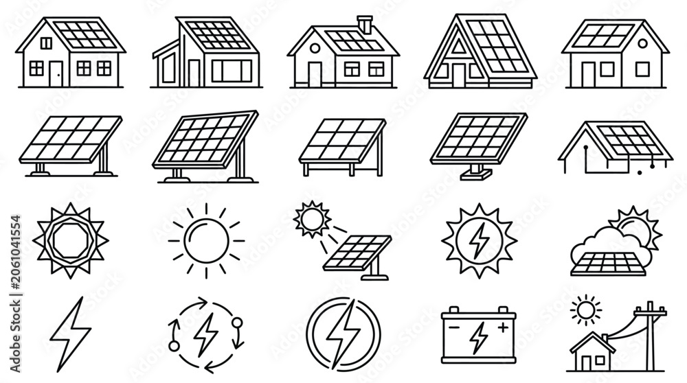 Fototapeta premium Solar Panels Installation on Rooftop in Bright Sunny Day with Clear Sky