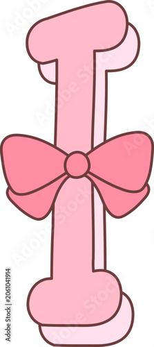 I Letter Coquette Alphabet Decoration Cute Girly Trendy Element