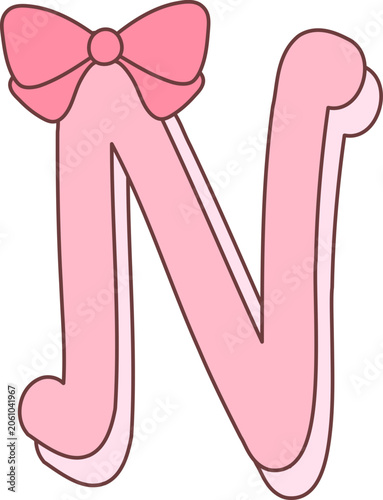 N Letter Coquette Alphabet Decoration Cute Girly Trendy Element