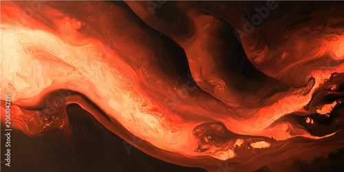 Obraz na plátně Abstract fiery texture resembling flowing magma or lava, with incandescent orang