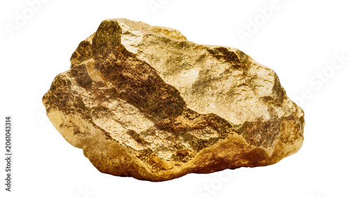 Raw gold nugget with rough texture and metallic sheen