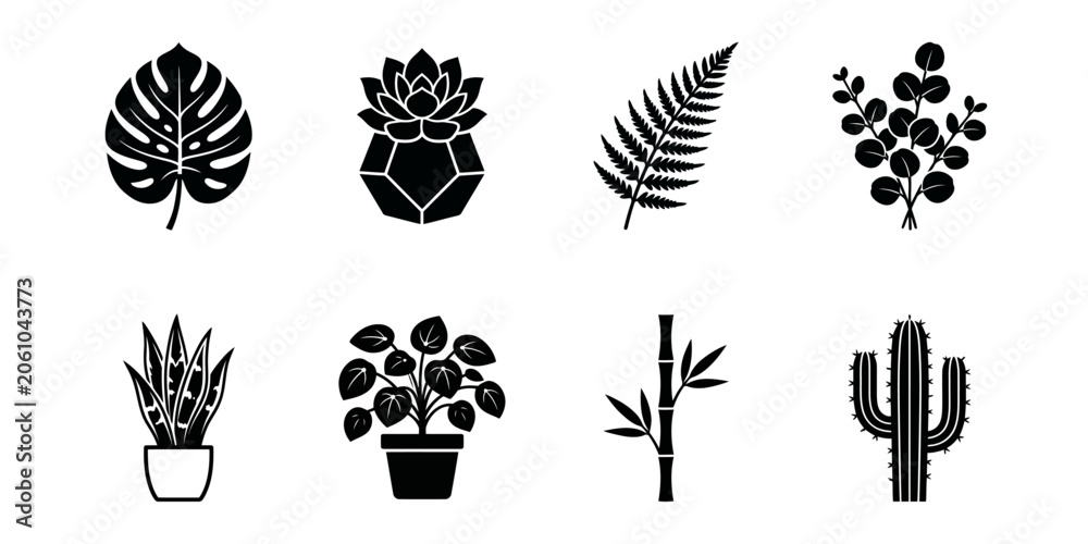 Fototapeta premium Collection of vector logo designs of ornamental plant icons with modern, simple, clean and abstract styles.