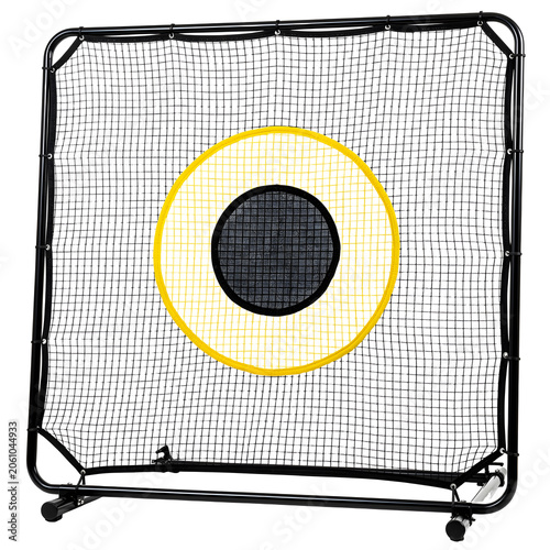 Baseball softball pitching target net with yellow circle for practice isolated on transparent background