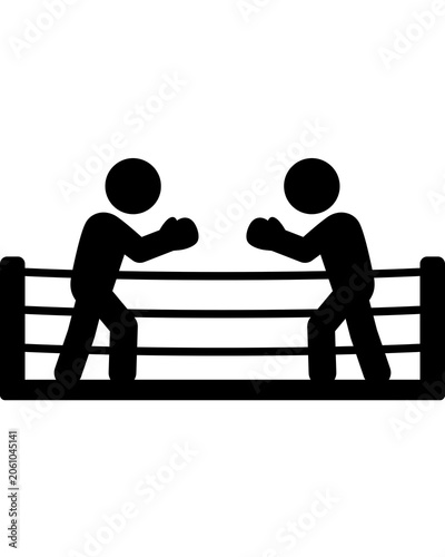 Tableau sur toile two men fighting in a ring silhouette tshirt design tattoo art