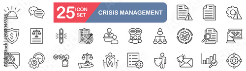 Obraz na płótnie crisis management set of web icons in line style