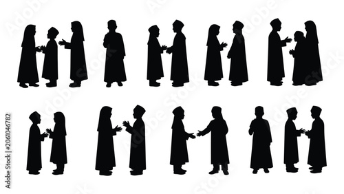 Photos Collection of black silhouettes depicting people in traditional religious garmen