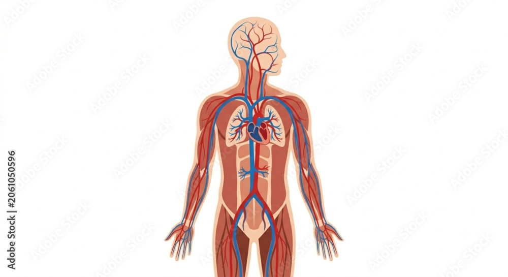 Fototapeta premium Human Circulatory System Educational Vector Diagram 