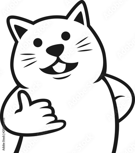 Cute Cat Giving Shaka Sign Illustration