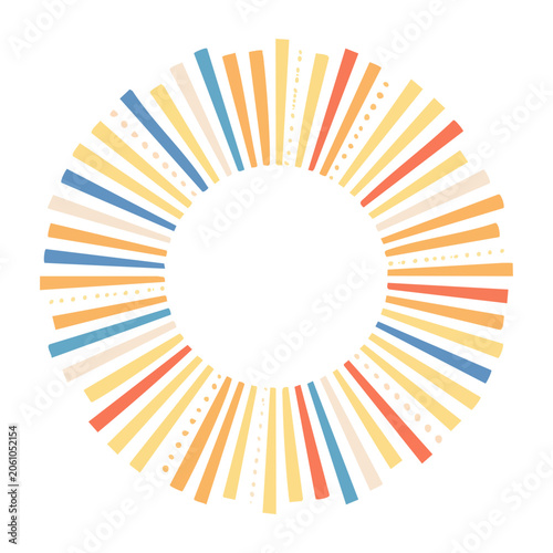 Abstract circular sunburst pattern with colorful stripes