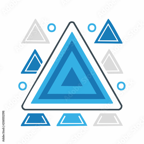 Abstract geometric pattern with blue and gray triangles