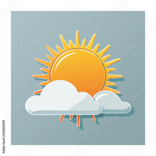 Sun and clouds flat illustration
